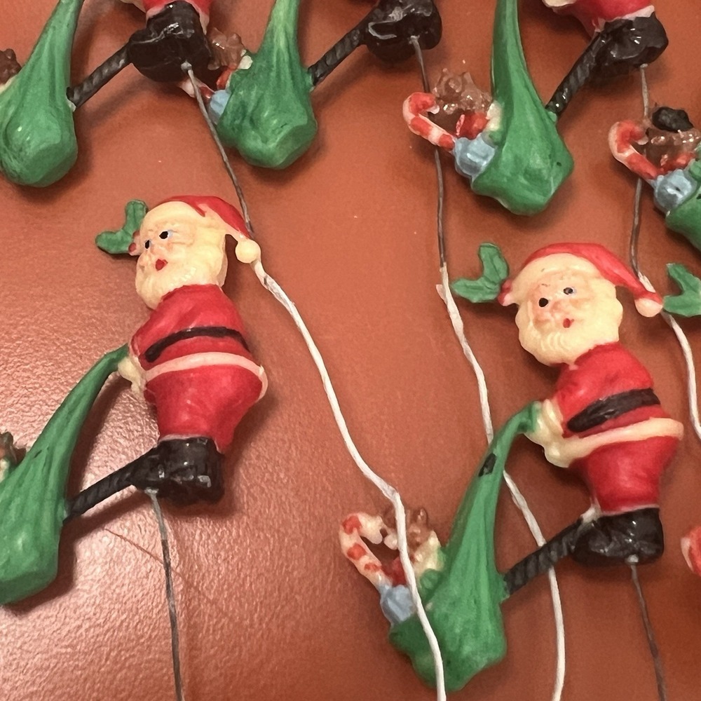 Vintage Kitschy Plastic Santa Christmas Ornament Plant Picks JAPAN RARE! 9 - Picture 6 of 8